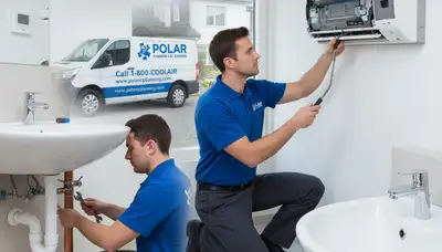 Technician repairing home plumbing and AC system in Minneapolis MN for Five Star Cooling